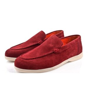 Mocassin Bateau En Daim - Bordeaux