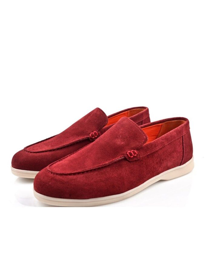 Mocassin Bateau En Daim - Bordeaux