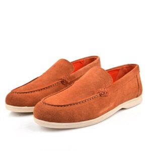 Mocassin Bateau En Daim - Tabac