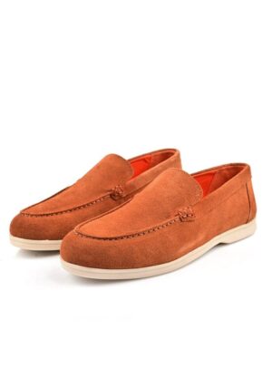 Mocassin Bateau En Daim - Tabac
