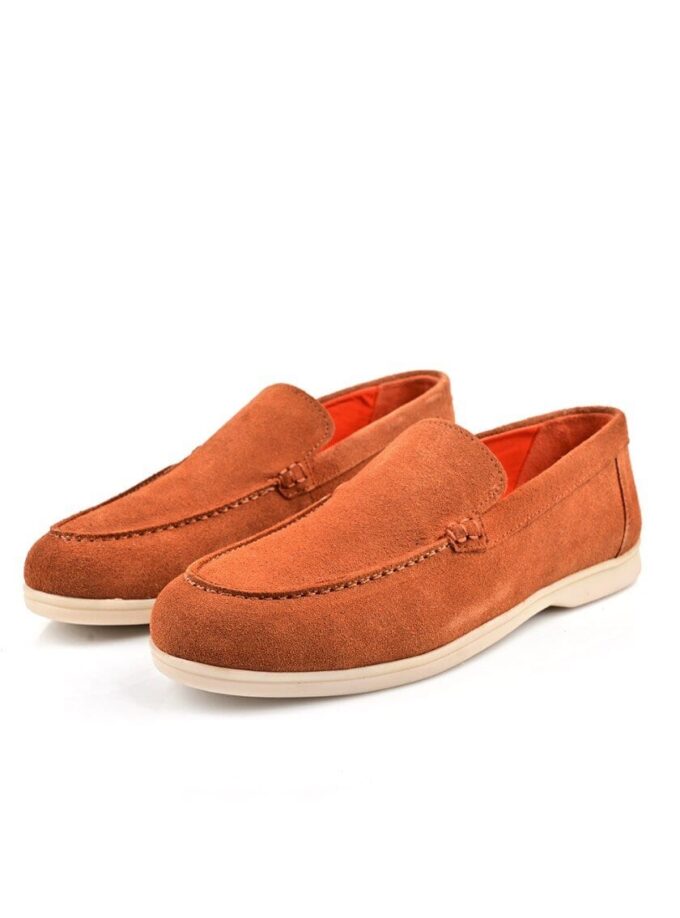 Mocassin Bateau En Daim - Tabac