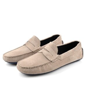 Mocassin En Daim - Gris Clair