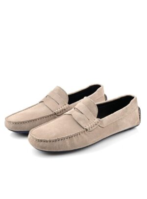 Mocassin En Daim - Gris Clair