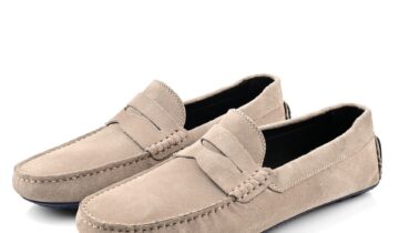 Mocassin En Daim – Gris Clair