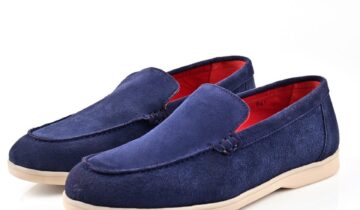 Mocassin Bateau En Daim – Bleu