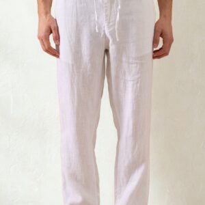 Pantalon Relax En Lin - Blanc