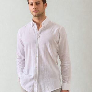 Chemise Ajustée En Lin - Blanc