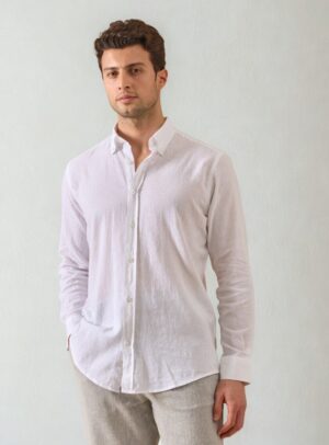 Chemise Ajustée En Lin - Blanc