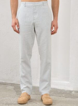 Pantalon Ajusté Moderne En Lin - Bleu Ciel