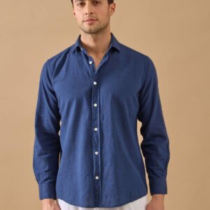 Chemise Décontractée En Lin - Bleu Marine