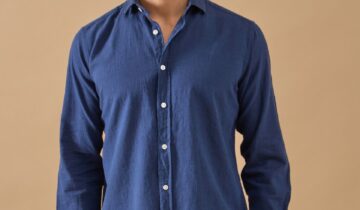 Chemise Décontractée En Lin – Bleu Marine