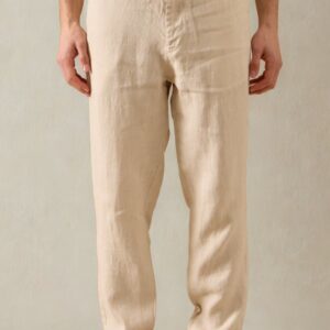 Pantalon Relax En Lin - Beige