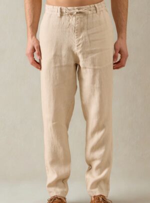Pantalon Relax En Lin - Beige