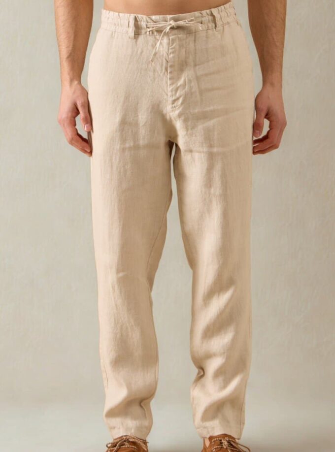 Pantalon Relax En Lin - Beige