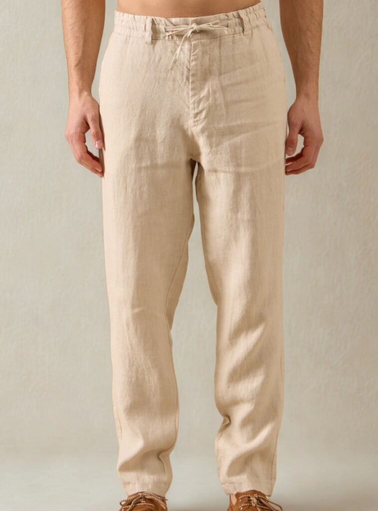 Pantalon Relax En Lin - Beige