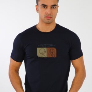 T-shirt Décontracté Imprimé En Coton - Bleu Marine