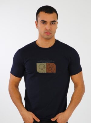 T-shirt Décontracté Imprimé En Coton - Bleu Marine