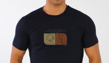 T-shirt Décontracté Imprimé En Coton – Bleu Marine