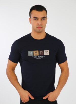 T-shirt Ajusté Imprimé En Coton - Bleu Marine