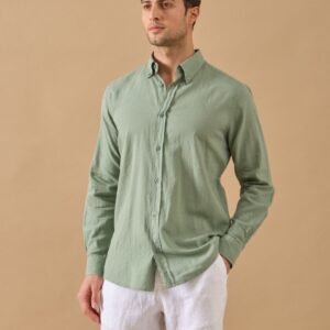 Chemise Ajustée En Lin - Khaki