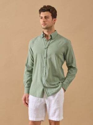 Chemise Ajustée En Lin - Khaki