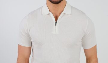 Polo Décontracté À Col Zippé En Maille – Blanc