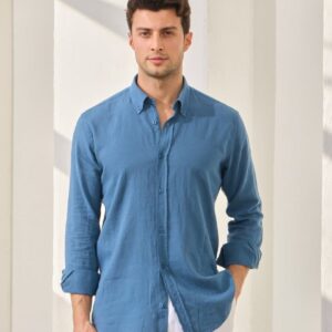 Chemise Ajustée En Lin - Indigo