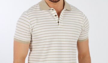 Polo Ajusté Col Boutonné À Rayures – Blanc