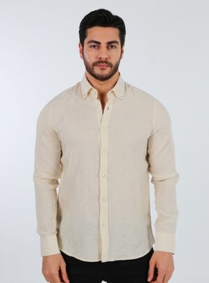 Chemise Ajustée Décontractée En Lin - Beige
