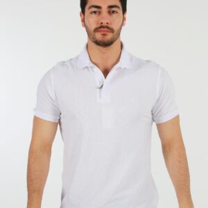 Polo Ajusté À Col Zippé Coton - Blanc