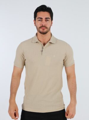 Polo Ajusté À Col Zippé Coton - Beige
