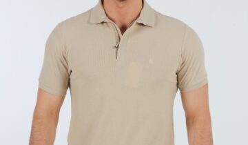 Polo Ajusté À Col Zippé Coton – Beige