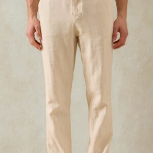 Pantalon Ajusté Moderne En Lin - Beige Clair