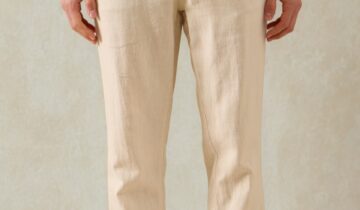 Pantalon Ajusté Moderne En Lin – Beige Clair