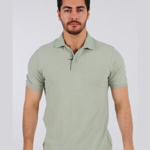Polo Ajusté À Col Zippé Coton - Vert