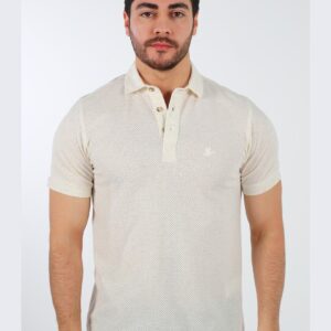 Polo Ajusté À Col Boutonné - Ecru