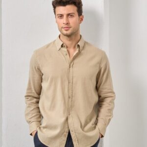 Chemise Ajustée En Lin - Beige