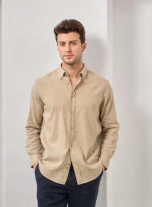 Chemise Ajustée En Lin - Beige