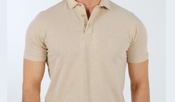 Polo Ajusté À Col Boutonné – Beige
