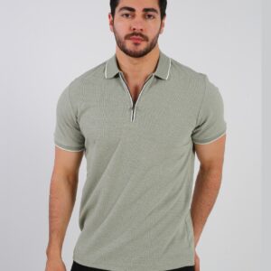 Polo Décontracté À Col Zippé - Vert