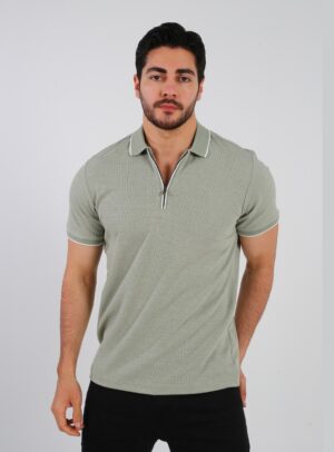 Polo Décontracté À Col Zippé - Vert