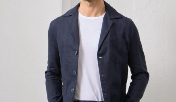 Veste Ajustée En Lin – Bleu Marine
