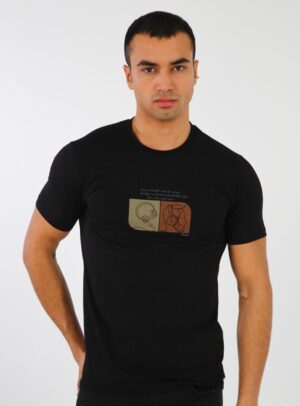 T-shirt Décontracté Imprimé En Coton - Noir