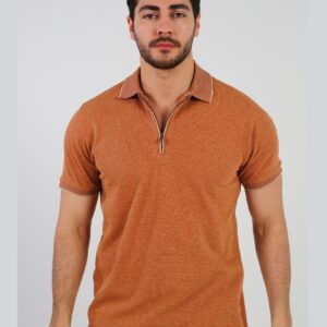 Polo Décontracté À Col Zippé - Brique