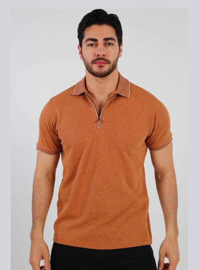 Polo Décontracté À Col Zippé - Brique