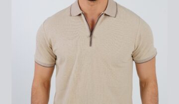 Polo Décontracté À Col Zippé – Beige