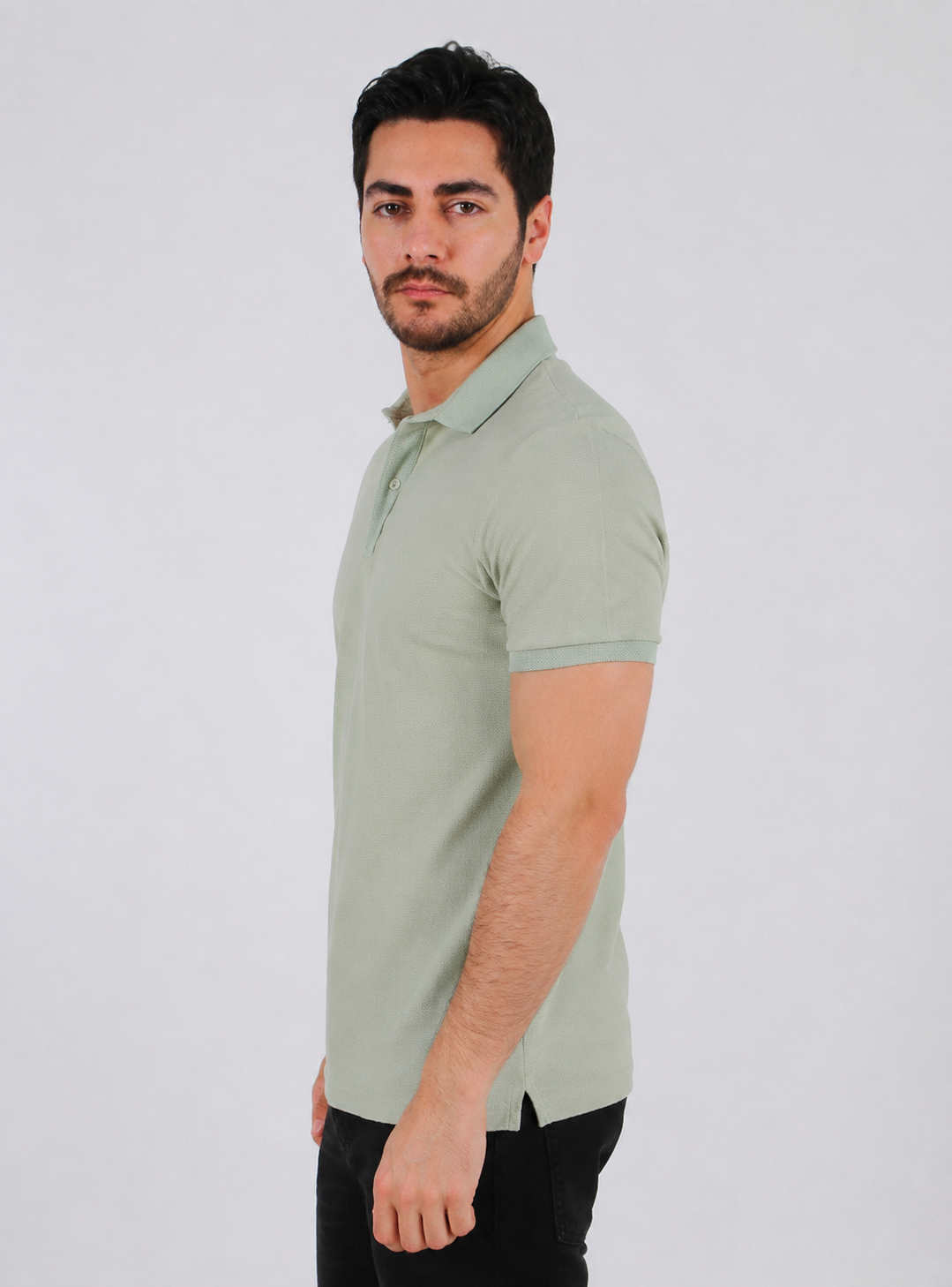 Polo Ajusté À Col Zippé Coton - Vert – Image 2