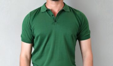 Polo Ajusté Col Boutonné En Maille Uni – Vert