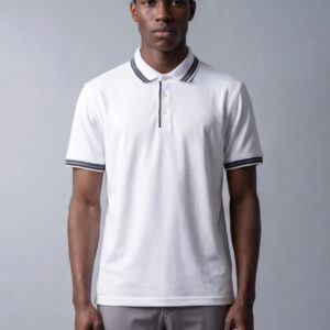 Polo Ajusté À Col Boutonné En Coton - Blanc