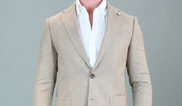Veste En Lin Décontractée Slim Fit – Beige